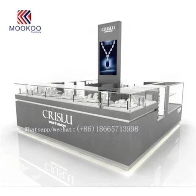 Nowoczesny szklany sklep jubilerski Kiosk Design